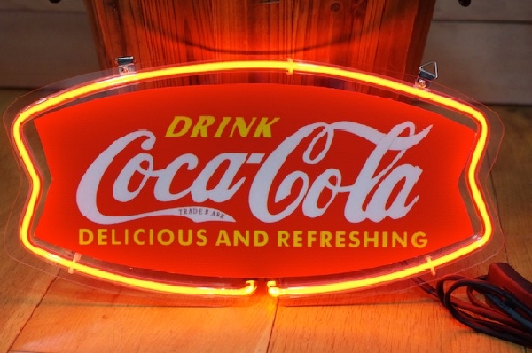 値頃 ネオン付き看板 フィッシュテール 1950年代 コカコーラ